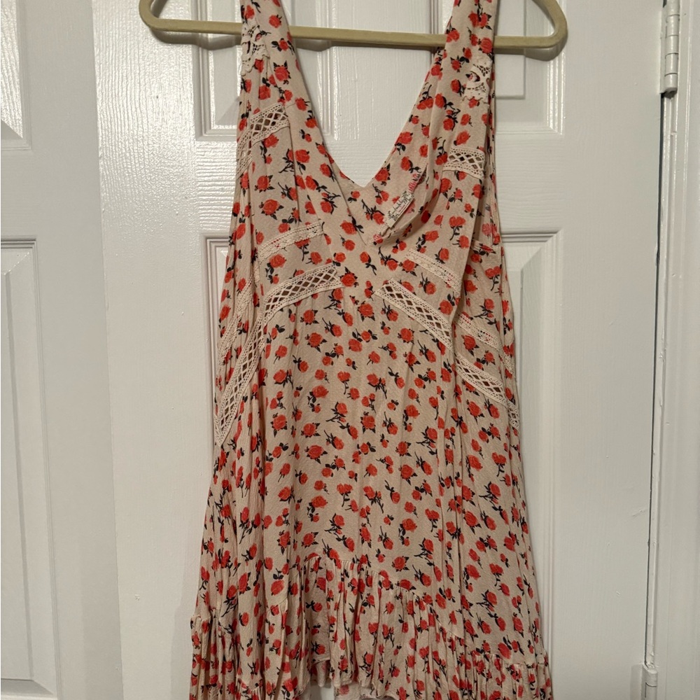 Free People Red Floral Lace Dress